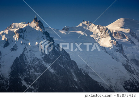 Mont Blanc massif, dramatic landscape in the French Alps, Eastern France 95875418