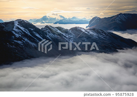 Stelvio mountain pass, impressive italian alps, Italy, border with Switzerland 95875928