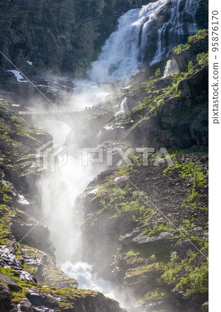 Beautiful Kjosfossen Waterfall near Bergen at sunny day, Norway, Scandinavia Beautiful Kjosfossen Waterfall near Bergen at sunny day, Norway, Scandinavia 95876170
