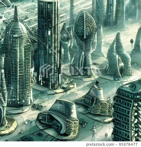 Alien star bizarre city design 95876477