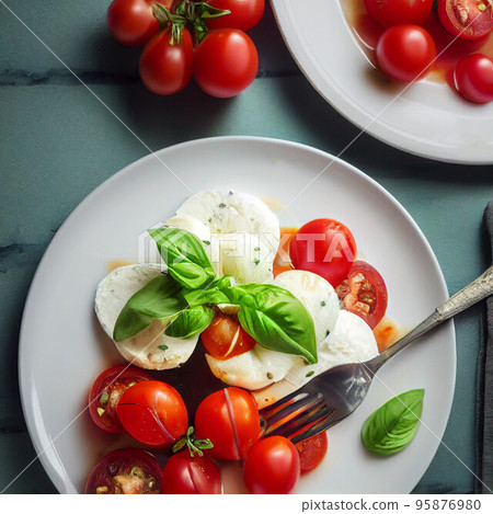 Tomato and mozzarella cheese salad Tomato and mozzarella cheese salad 95876980
