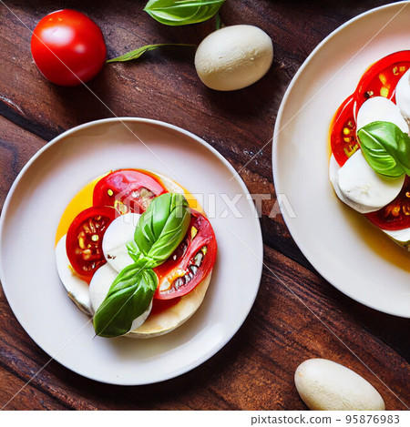 Tomato and mozzarella cheese salad Tomato and mozzarella cheese salad 95876983