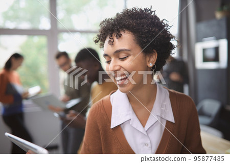 happy business woman with a digital tablet. happy business woman with a digital tablet. 95877485