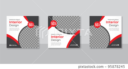 Modern interior social media post templates design 95878245