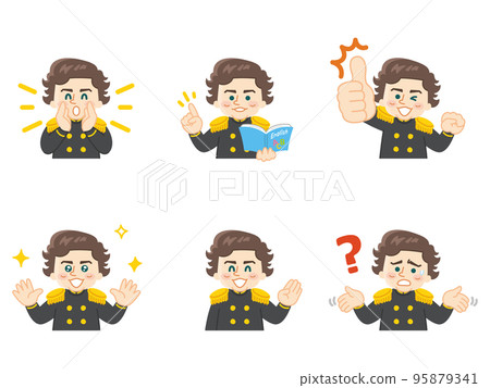 A man in a marine uniform facial expression pattern set 95879341