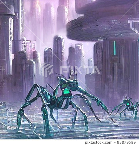 A futuristic city where ant robots walk A futuristic city where ant robots walk 95879589