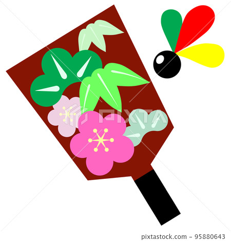 Pine bamboo plum pattern battledore and feathers 95880643