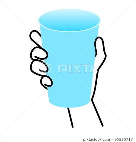 一隻手拿著紙杯的插圖素材 一隻手拿著紙杯的插圖素材 95880717