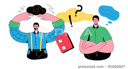 Unsolved problem - colorful flat design style banner with trendy characters 95880907