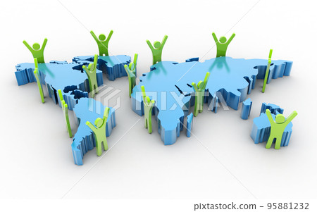 3d rendered Global business network concept isolated on white background 95881232