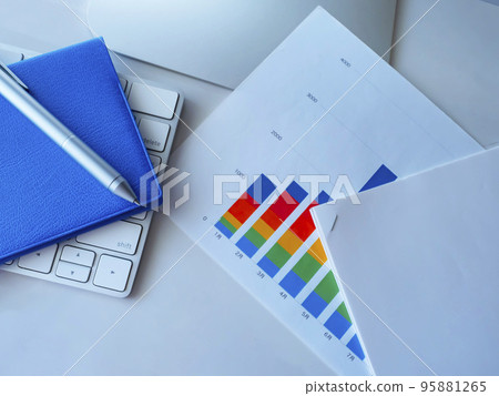 Business image of graphs, personal computers, documents, notebooks Business image of graphs, personal computers, documents, notebooks 95881265