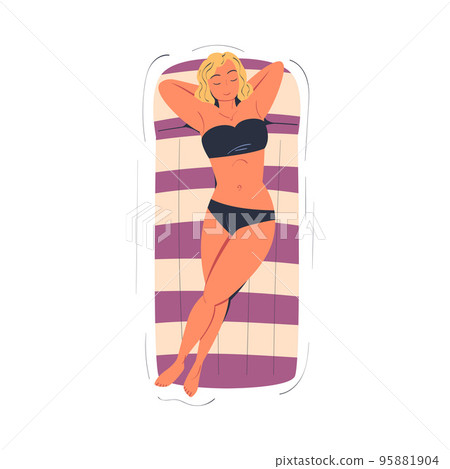Woman Character Floating on Air Mattress in Swimming Pool Vector Illustration Woman Character Floating on Air Mattress in Swimming Pool Vector Illustration 95881904