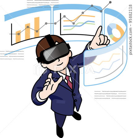 用 VR 護目鏡觀看虛擬現實的男人 95882118