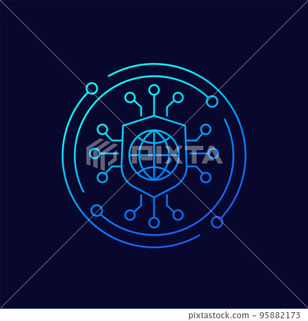 secure network, online security line vector icon 95882173