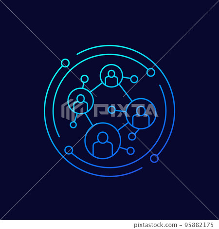 social network, connecting people line vector icon social network, connecting people line vector icon 95882175