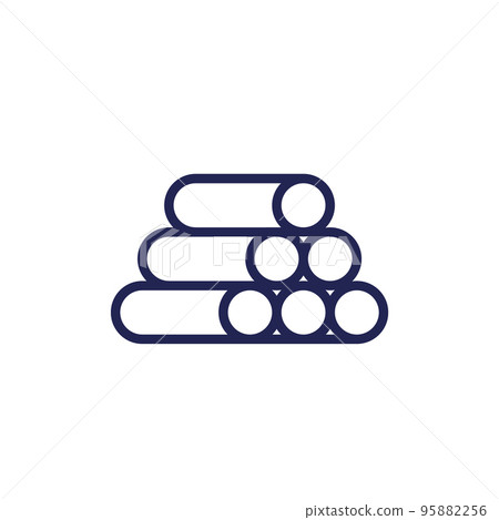 logs, woodpile or lumber line icon, vector logs, woodpile or lumber line icon, vector 95882256