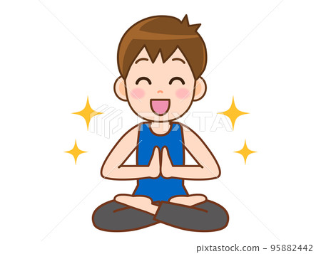 運動員男子在健身房做瑜伽插圖素材 4 95882442