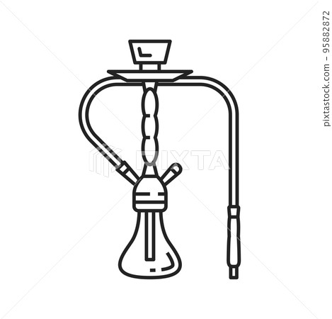 Hookah or Egyptian shisha. Ancient Egypt smoking pipe, vector line icon. Ancient Egypt culture and history symbol, Arabian tobacco smoking shisha or hookah 95882872