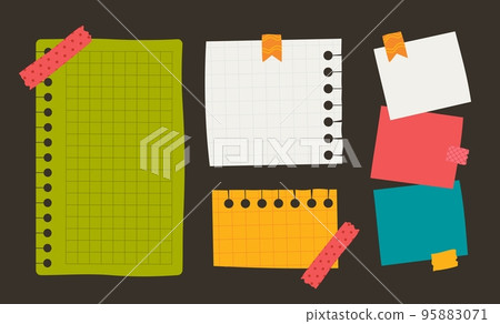 Paper sticker various notes are personal. Accessories for organizing documents. Vector illustration in a flat style Paper sticker various notes are personal. Accessories for organizing documents. Vector illustration in a flat style 95883071