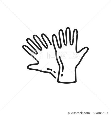 Gloves vector thin line icon. House cleaning, washing and laundry safety gloves outline 95883304