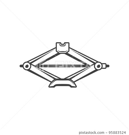 Vehicle screwjack or mechanic jackscrew icon. Vector isolated automotive hydraulic scissor jack 95883524