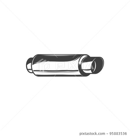 Muffle of car exhaust pipe. Vector isolated modern vehicle muffler part icon 95883536