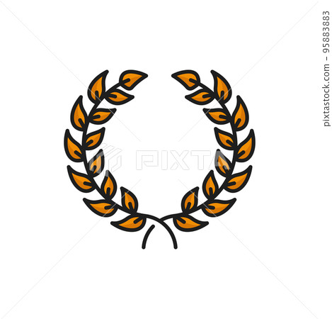 Laurel wreath for notary, justice and legal service of lawyer attorney, vector icon. Justice and civil right symbol of laurel wreath for legislation consultant, notary certification or law service 95883883