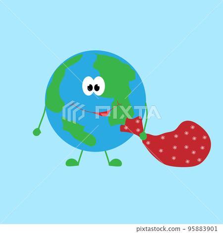 Planet Earth carries a red sack with Christmas gifts. Planet Earth carries a red sack with Christmas gifts. 95883901