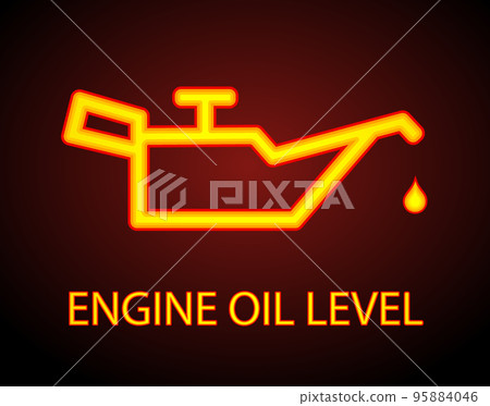Warning dashboard car icon engine oil level light symbol that pops up on car dashboard when the oil level drops below the minimum, car icons, vector illustration Warning dashboard car icon engine oil level light symbol that pops up on car dashboard when the oil level drops below the minimum, car icons, vector illustration 95884046
