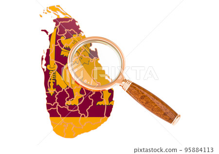 Sri Lanka under magnifying glass, analysis concept, 3D rendering 95884113