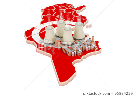 Nuclear power stations in Tunisia, 3D rendering Nuclear power stations in Tunisia, 3D rendering 95884239