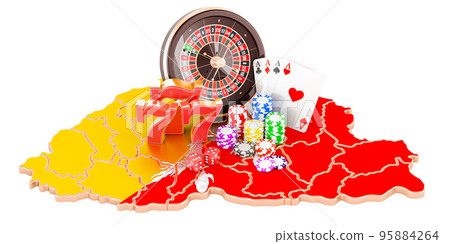 Casino and gambling industry in the Bhutan concept, 3D rendering 95884264
