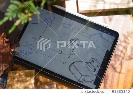 furniture design, digital drawing in tablet and analog in notebook furniture design, digital drawing in tablet and analog in notebook 95885340