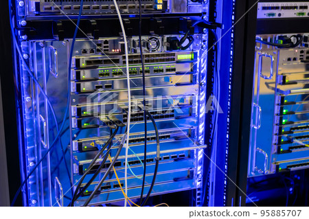 Telecommunication technology equipment - fiber optic cables and switch 95885707