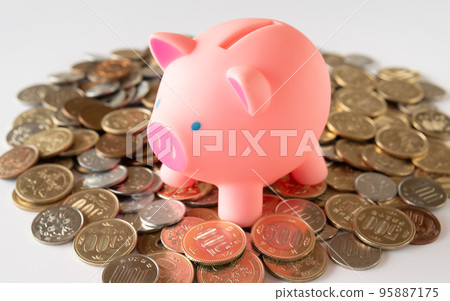 豬存錢罐和硬幣 硬幣和存錢罐資產 豬存錢罐和硬幣 硬幣和存錢罐資產 95887175