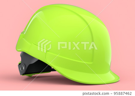 Green safety helmet or hard cap isolated on pink background Green safety helmet or hard cap isolated on pink background 95887462