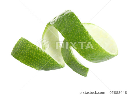 Peel of fresh ripe lime isolated on white 95888448