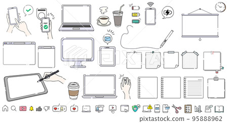 A set of stationery and devices with cute gaps and gaps A set of stationery and devices with cute gaps and gaps 95888962