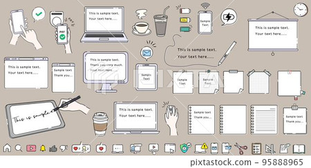 A set of stationery and devices with cute gaps and gaps A set of stationery and devices with cute gaps and gaps 95888965