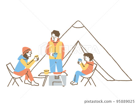 Family of 3 camping _ color 95889025