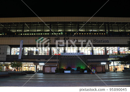 Morioka station front waterfall square at night 95890045