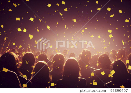Image material: Image material of audience at a concert/live with confetti 95890407