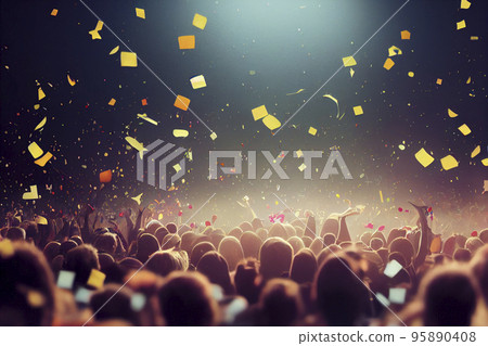 Image material: Image material of audience at a concert/live with confetti 95890408