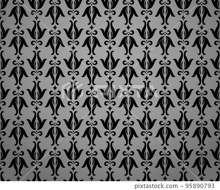 Flower geometric pattern. Seamless vector background. Black and gray ornament Flower geometric pattern. Seamless vector background. Black and gray ornament 95890793
