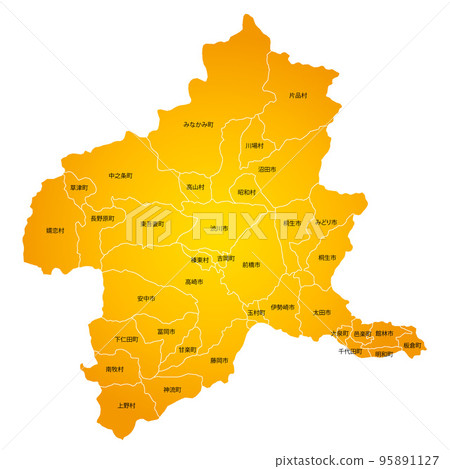 Gunma prefecture and municipalities map Gunma prefecture and municipalities map 95891127