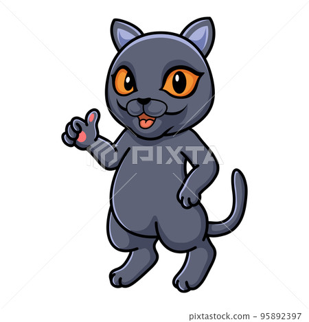 Cute british shorthair cat cartoon giving thumbs up Cute british shorthair cat cartoon giving thumbs up 95892397