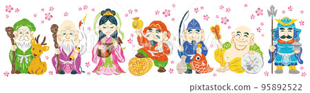 Seven Lucky Gods illustration set Seven Lucky Gods illustration set 95892522