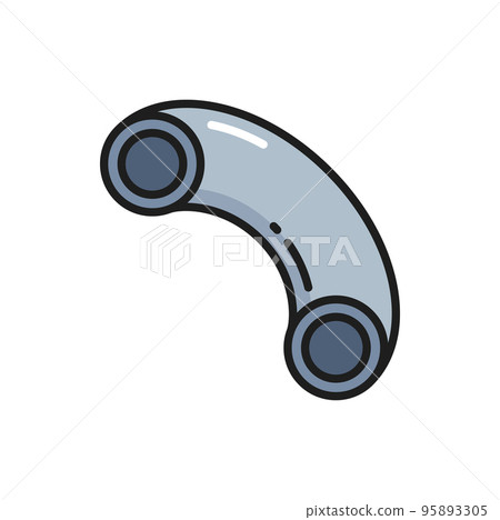 Stainless steel hollow tube isolated fitting pipe of U shape outline icon. Vector rolling industry cylinder tube, metalworking construction element Stainless steel hollow tube isolated fitting pipe of U shape outline icon. Vector rolling industry cylinder tube, metalworking construction element 95893305