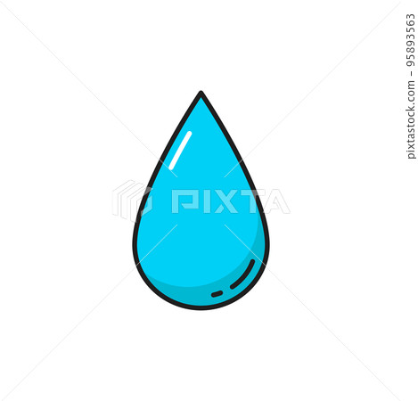 Weather forecast rain drop icon in color outline for temperature and climate meteorology. Rain or heavy shower weather forecast symbol of raindrop 95893563