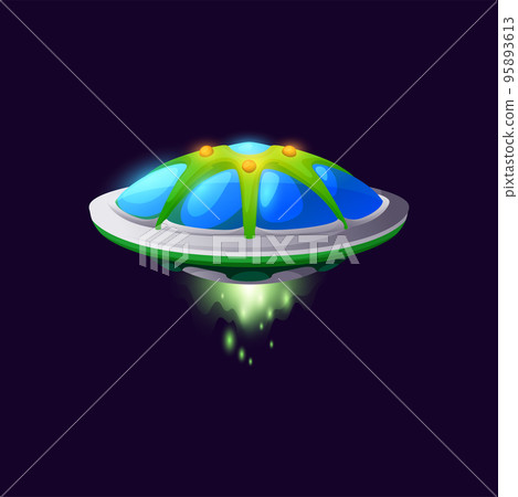 Animated rocketship shuttle isolated unidentified or unknown flying object. Vector alliance transportation spaceship, space saucer. Intergalactic mystery craft, martian invaders spacecraft with dome Animated rocketship shuttle isolated unidentified or unknown flying object. Vector alliance transportation spaceship, space saucer. Intergalactic mystery craft, martian invaders spacecraft with dome 95893613